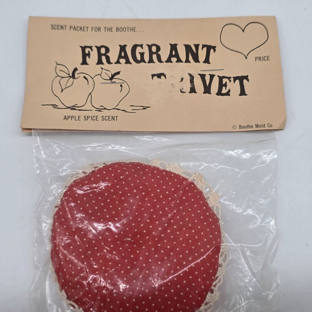 Fragrant Trivet Apple Spice Scented Handmade Fabric & Lace Orange